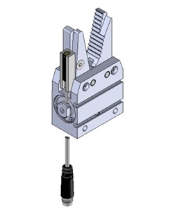 Self centering sprue gripper with spring/2-wire sensor