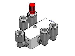 Kit distributore 5 vie con raccordi 4X6 1X6